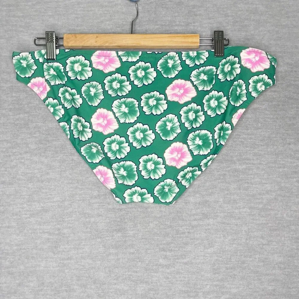 J. CREW Swim Bikini Bottom NWT H5411 Size XL Kelly Green Pink Floral Navy‎ Blue